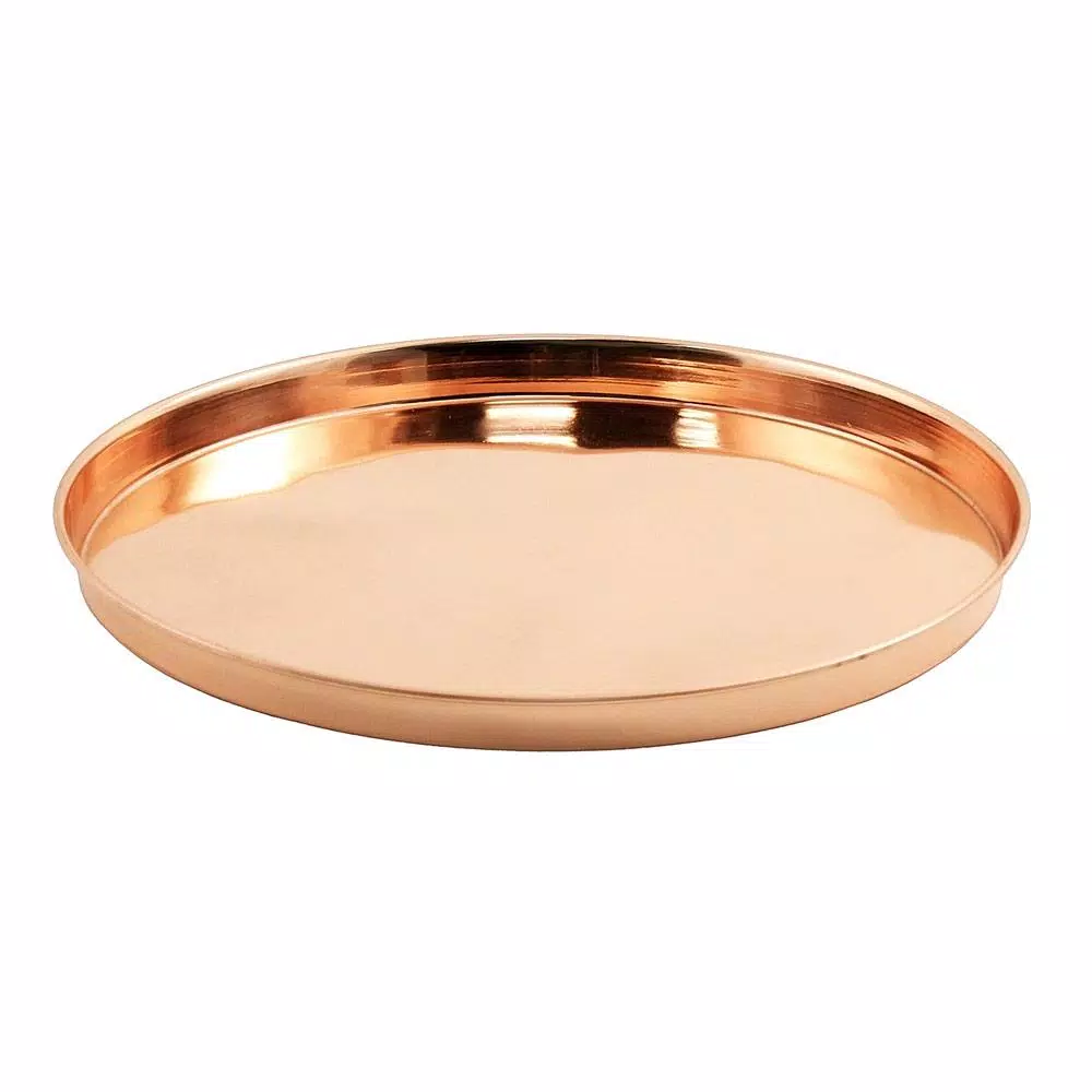 Achla Designs 12.5 in. Round Copper Plated Stainless Steel Decorative Serving Tray