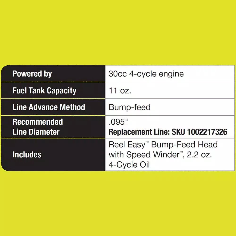 RYOBI 4-Cycle 30cc Straight Shaft Gas Trimmer, Attachment Capable