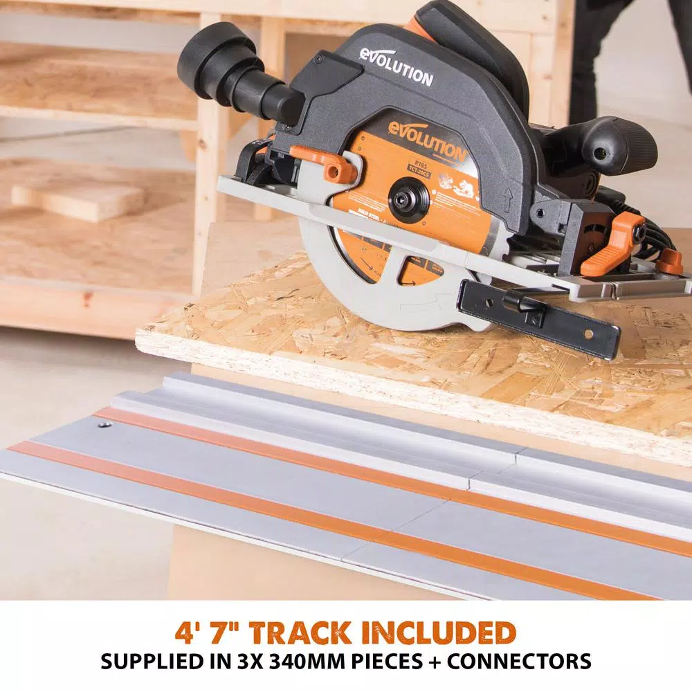 Evolution Power Tools 15 Amp 7-1/4 in. Corded Circular Track Saw Kit with 40 in. Track and Multi-Material Blade