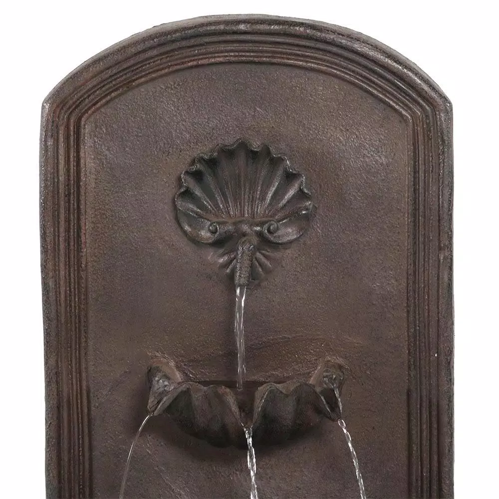 Sunnydaze Decor Seaside Iron Solar Powered Outdoor Wall Water Fountain with Battery Backup