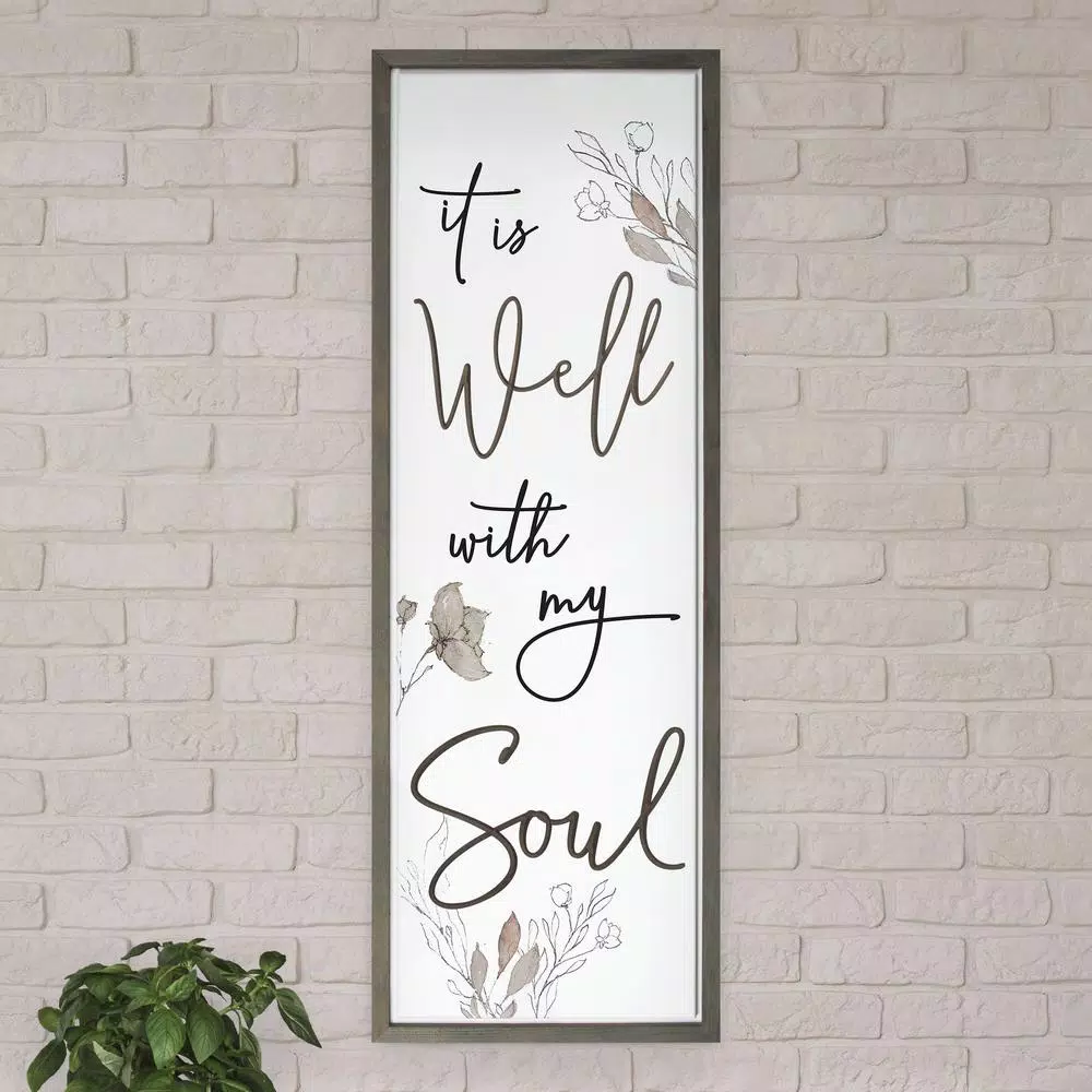 P Graham Dunn It is Well with my Soul Framed Wood Wall Art - Farmhouse Style Vertical Sign