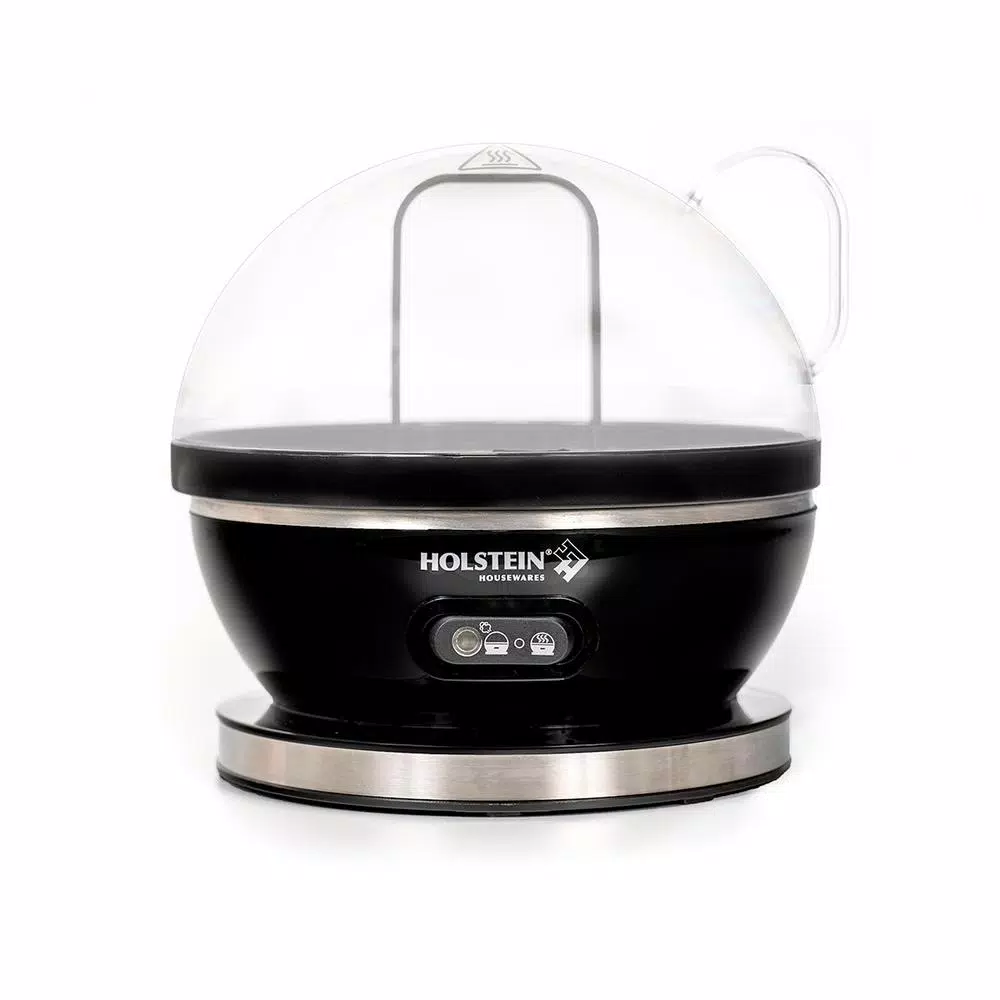 HOLSTEIN HOUSEWARES Holstein 7-Egg Stainless Steel and Black Egg Cooker with Automatic Shut-Off