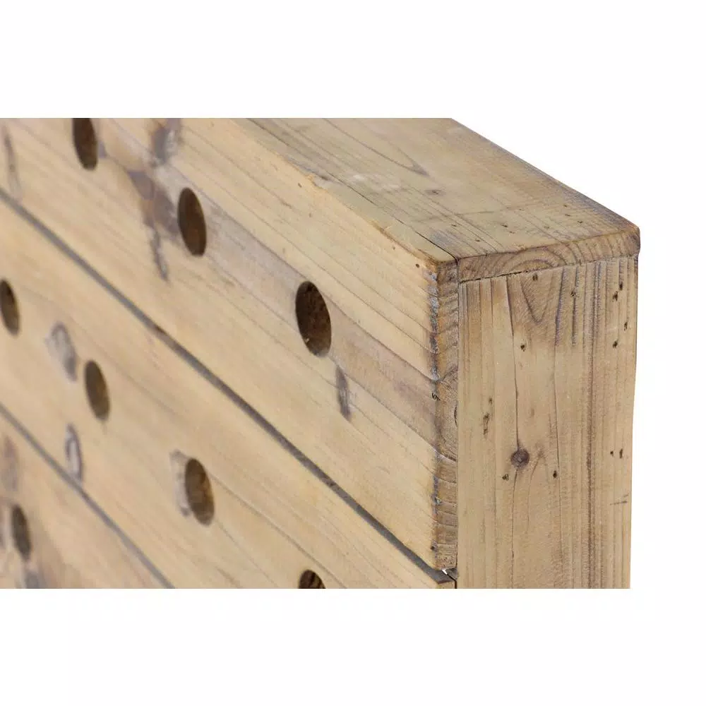 LITTON LANE Rustic Reclaimed Wood 16-Bottle Pegboard Hanging Wine Rack, 25 x 21 in.