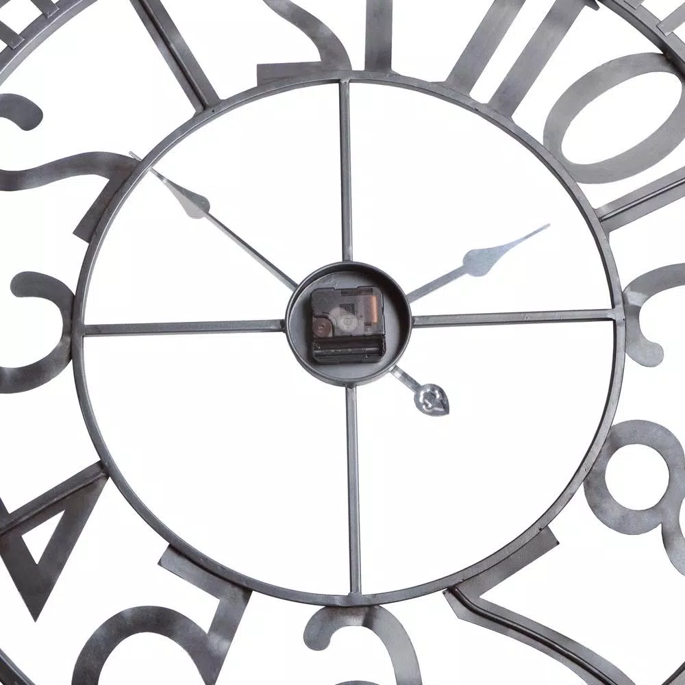Utopia Alley Manhattan 32" Industrial Wall Clock, Pewter Metal, Analog Quartz