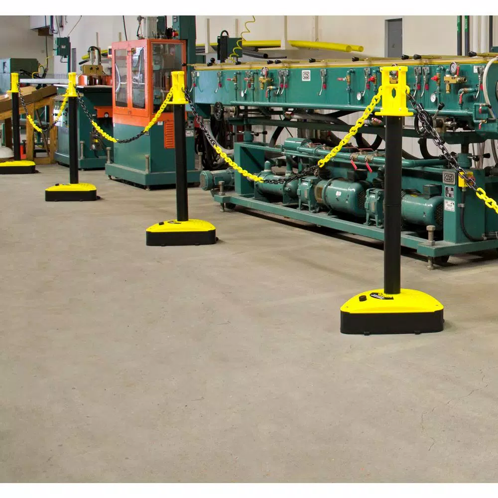 Mr. Chain M R Products X-Treme Duty Industrial Stanchion, Yellow/Black (2-Pack)