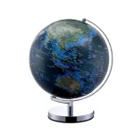 Unbranded 15 in. Blue Globe with City Lights and Chrome Metal Frame thumbnail 2