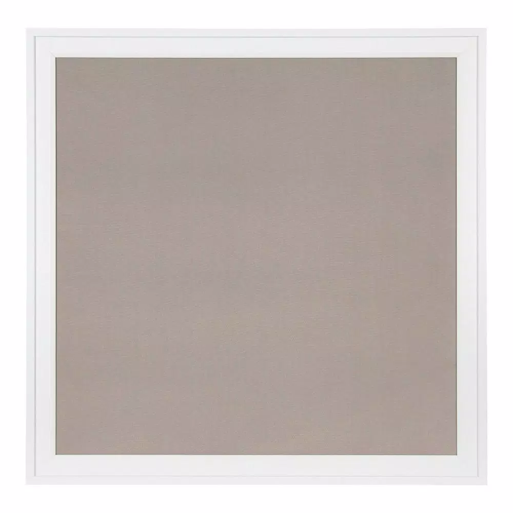DesignOvation Bosc White Fabric Pinboard Framed Linen Memo Board, 31.5 x 31.5 in