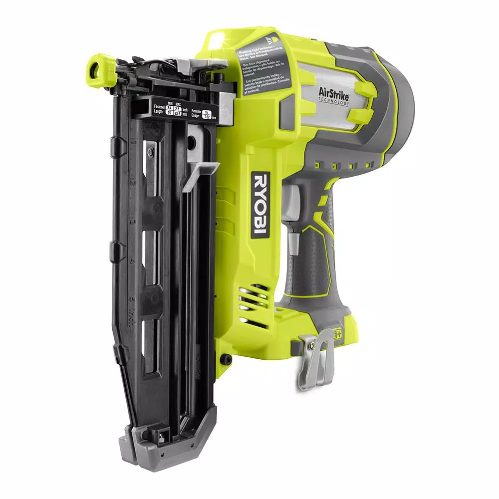 RYOBI 18V ONE+ AirStrike 16-Gauge 2-1/2 in. Straight Finish Nailer Kit with 1.3 Ah Battery and Charger