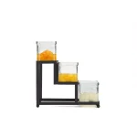 Mind Reader 3-Tier Black Metal Condiment Server with 3 Removable 8 oz. Glass Jars thumbnail 4