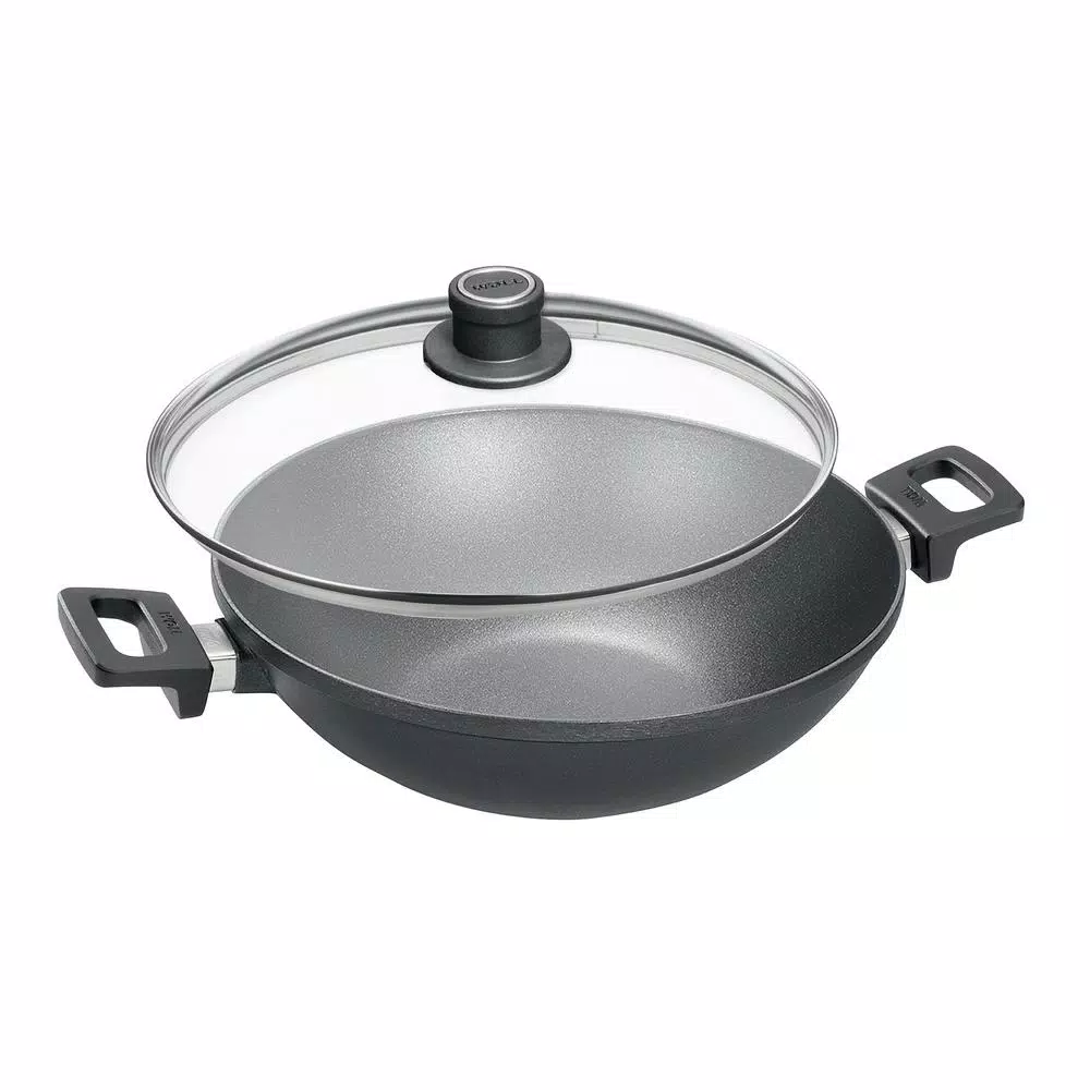 Frieling Woll Nowo 12.5 in. Titanium Reinforced Nonstick Cast Aluminum Wok with Glass Lid