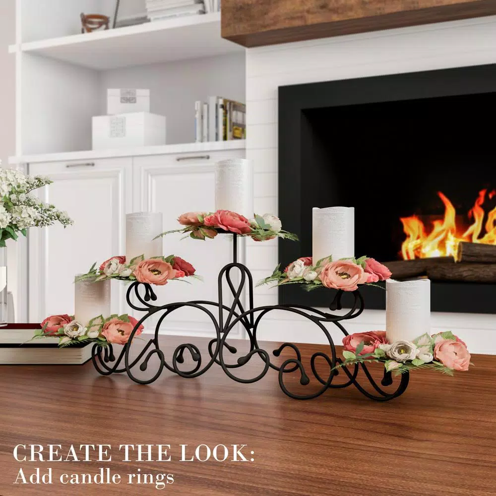 Lavish Home 5-Light Matte Black Iron Candelabra with Classic Scroll Design