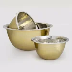 ExcelSteels 3 Qt Professional Stainless-Steel Hammered Mixing Bowl with Gold Tone thumbnail 3