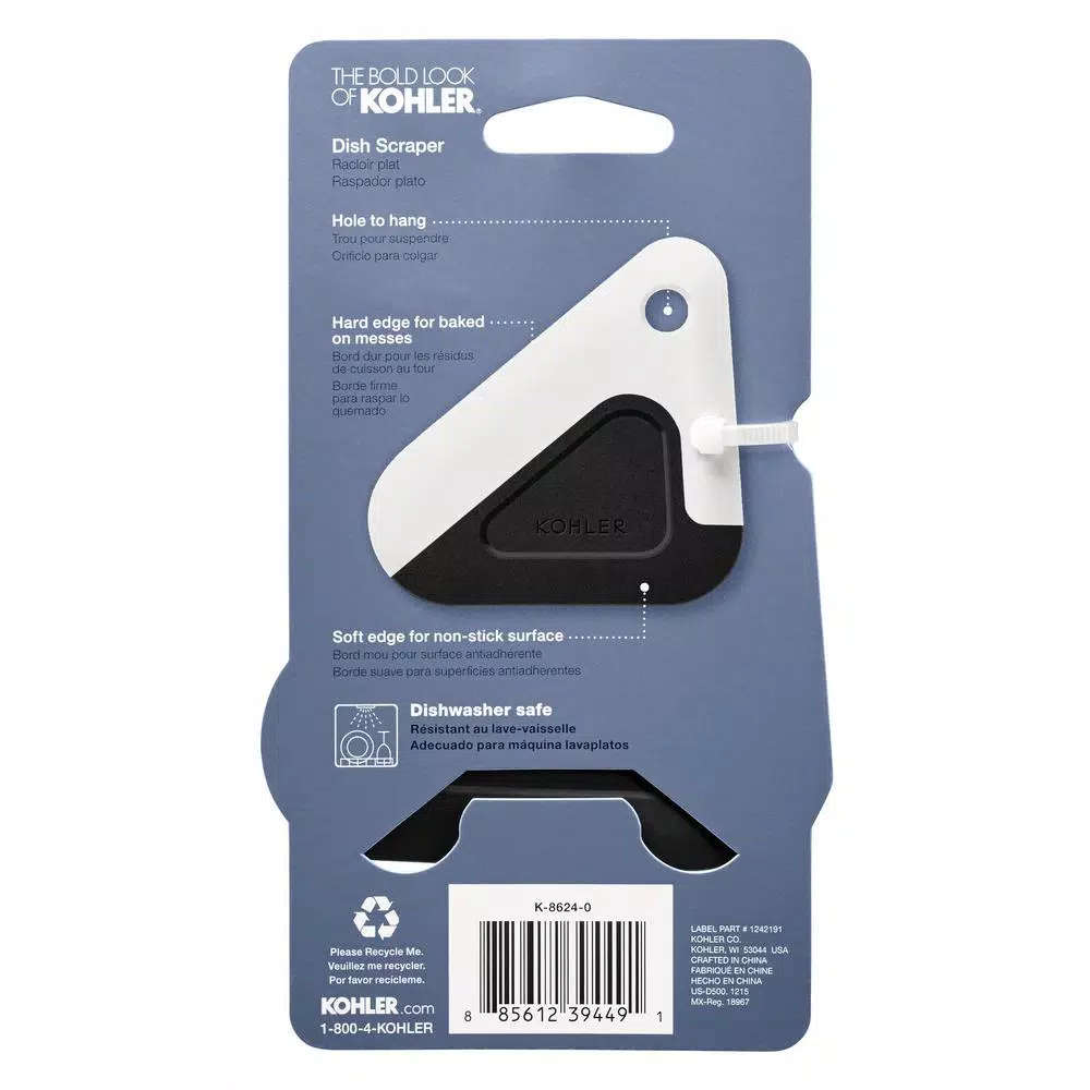 KOHLER Multi-Edge Silicone and Nylon Dish Scraper - White/Black