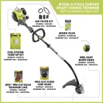 RYOBI 30cc 4-Cycle Attachment Capable Curved Shaft Gas Trimmer thumbnail 4