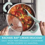 Rachael Ray Create Delicious 6 Qt. Aluminum Nonstick Stock Pot with Glass Lid, Teal Shimmer thumbnail 2