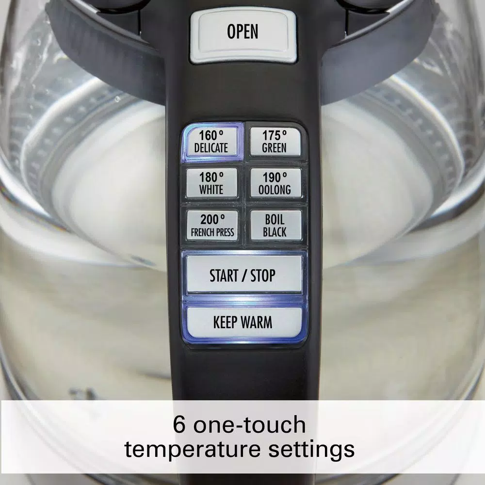 Hamilton Beach 1.7L Stainless Steel Variable Temperature Electric Kettle, 6 Settings