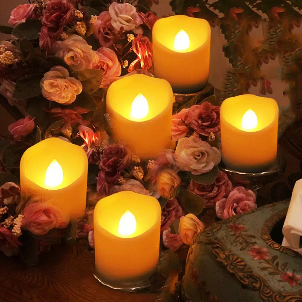Novelty Place 1.6 in. Flameless Votive LED Tea Light Candles, Bright Flickering Warm White, 12-Pack