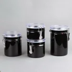 Creative Home 4-Piece Black Stainless Steel Canister Set with Airtight Locking Clamp Lids thumbnail 6