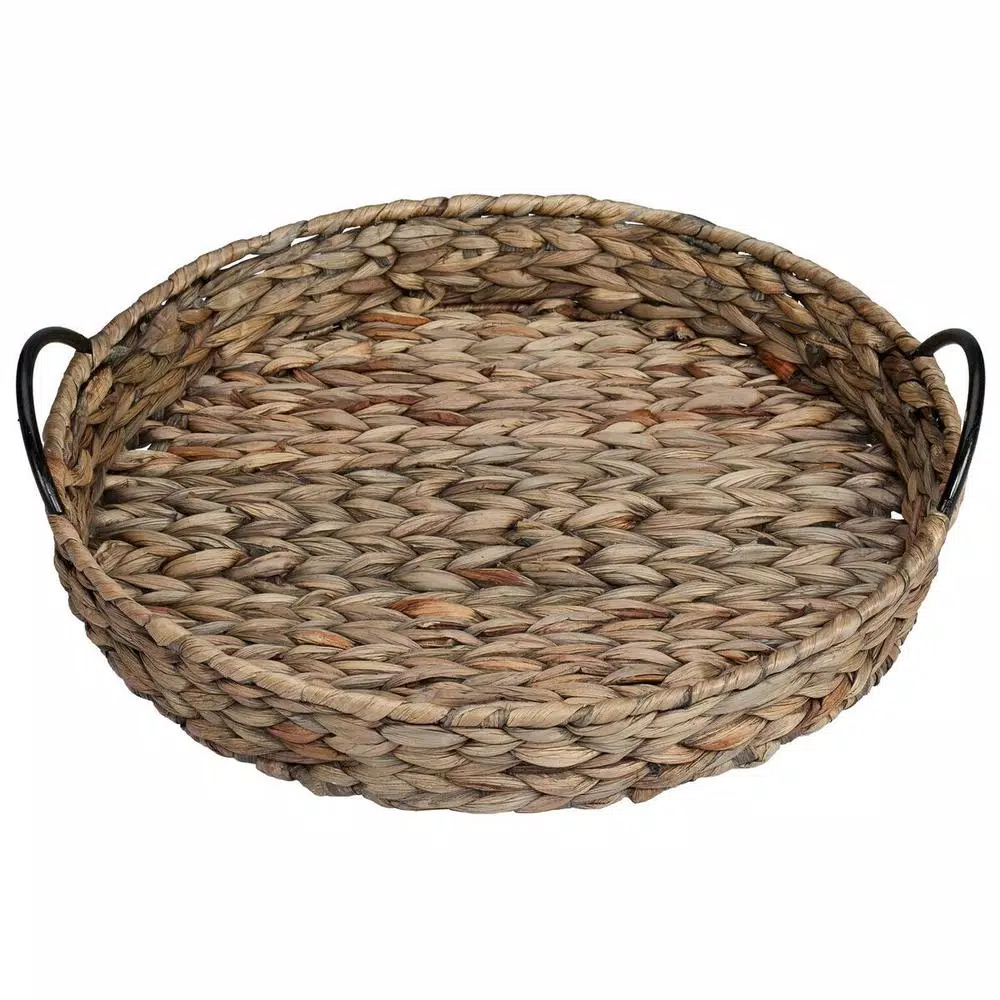 Unbranded CreativeWare Island Breeze 6-Compartment Ceramic Stoneware Server with Water Hyacinth Basket