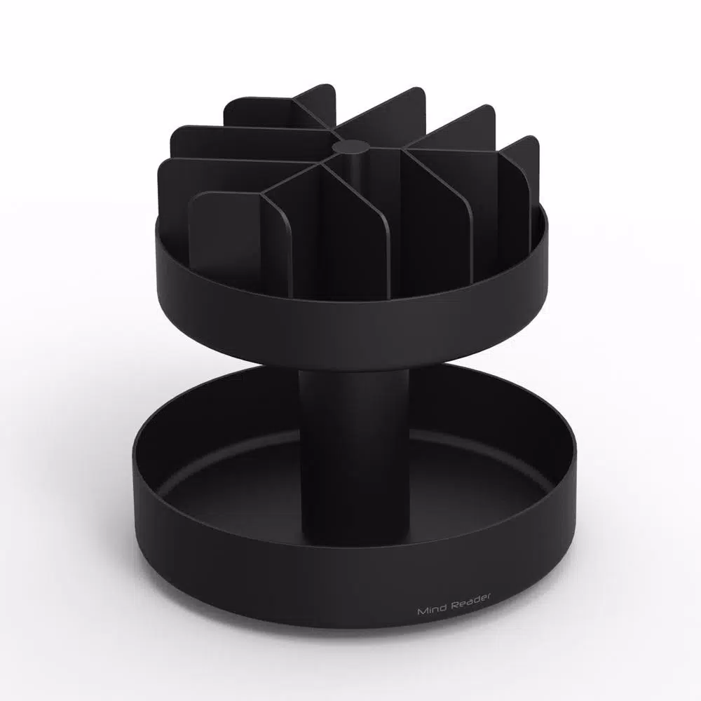 Mind Reader Black Coffee Condiment and Snack Organizer Station with Lazy Susan
