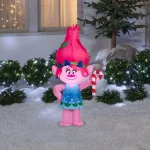 Home Accents Holiday DreamWorks Trolls Poppy Lighted Inflatable with Candy Cane, 3.5 ft Outdoor Holiday Decor thumbnail 2
