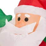 Glitzhome 7 ft. Lighted Inflatable Santa Sleigh with 2 Reindeer Holiday Decor thumbnail 2