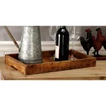LITTON LANE Farmhouse Brown Decorative Wooden Slat Trays, Set of 3 thumbnail 1