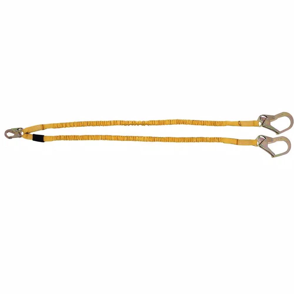 Werner SoftCoil 6 ft. Twin Leg Lanyard with Energy Absorbing Inner Core and Rebar Hooks