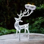 Unbranded 8.5 in. Silver Aluminum Reindeer Tea Light Candle Holder - Set of 1 thumbnail 2