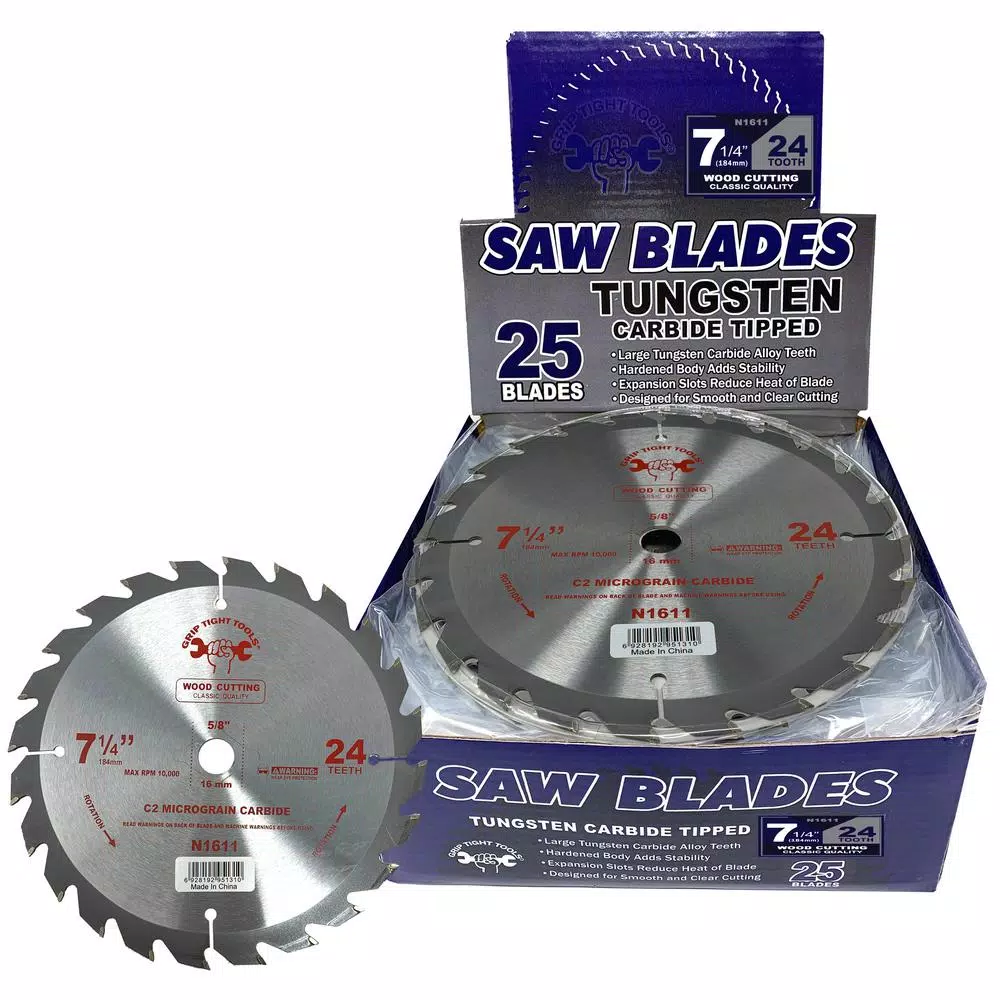 GRIP TIGHT TOOLS Grip Tight Classic 7-1/4 in. 24-Tooth Tungsten Carbide Tipped Circular Saw Blade (25-Pack)