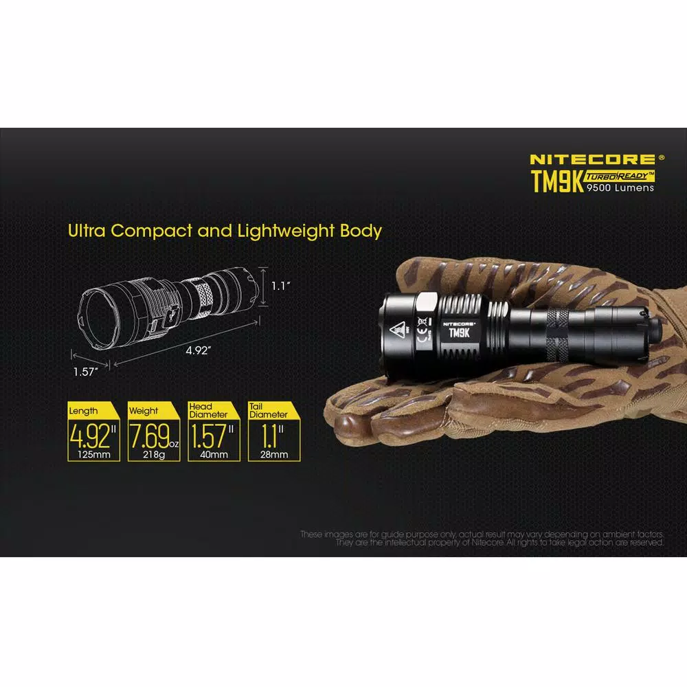 NITECORE TM9K 9500 Lumens Tactical LED Flashlight, USB-C Rechargeable