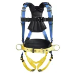 Werner Blue Armor 2000 Construction Harness with 3 D-Rings and Removable Work Belt, Small, Blue thumbnail 1
