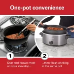 Hamilton Beach 6 Qt. Stovetop Sear and Cook Slow Cooker, Stainless Steel thumbnail 5