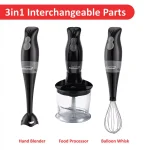 Brentwood Appliances Brentwood 2-Speed Black Hand Blender and Food Processor with Balloon Whisk thumbnail 2