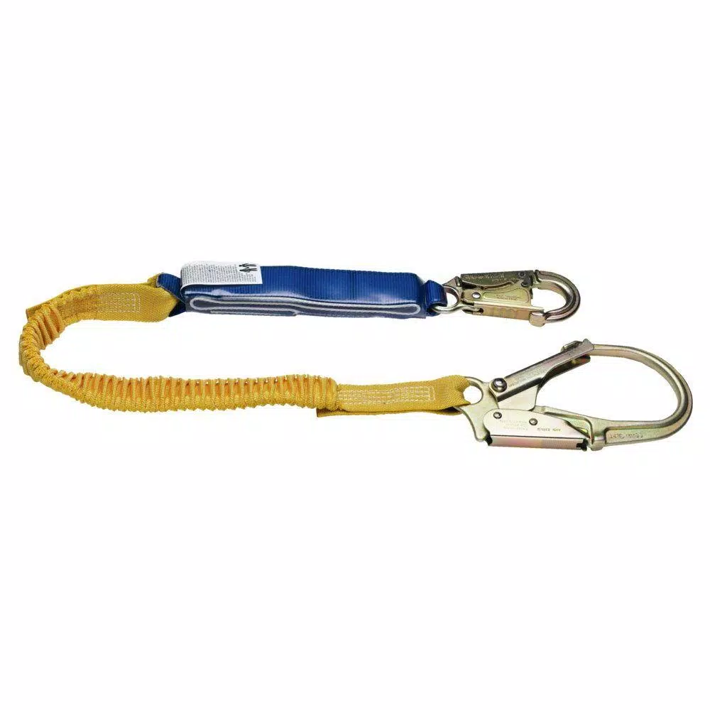 Werner DeCoil Stretch 6 ft. Single Leg Lanyard with DCELL Shock Pack and Rebar Hook