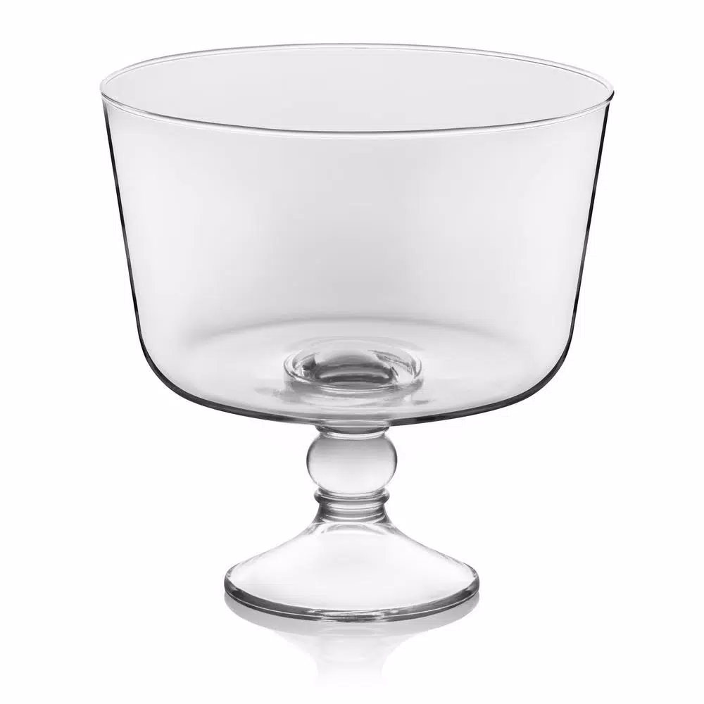 Libbey Selene 9 in. Glass Trifle Bowl, 96 oz Footed Pedestal Serving Bowl, Clear