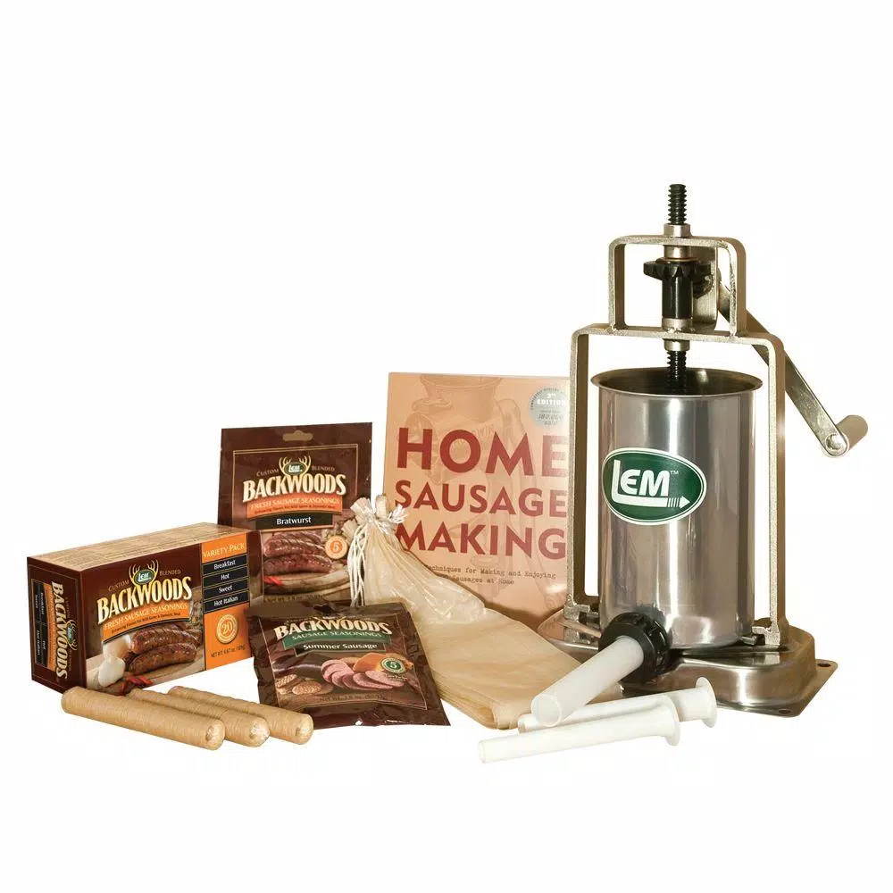 LEM 5 lb. Vertical Sausage Stuffing Kit with Seasonings and Casings