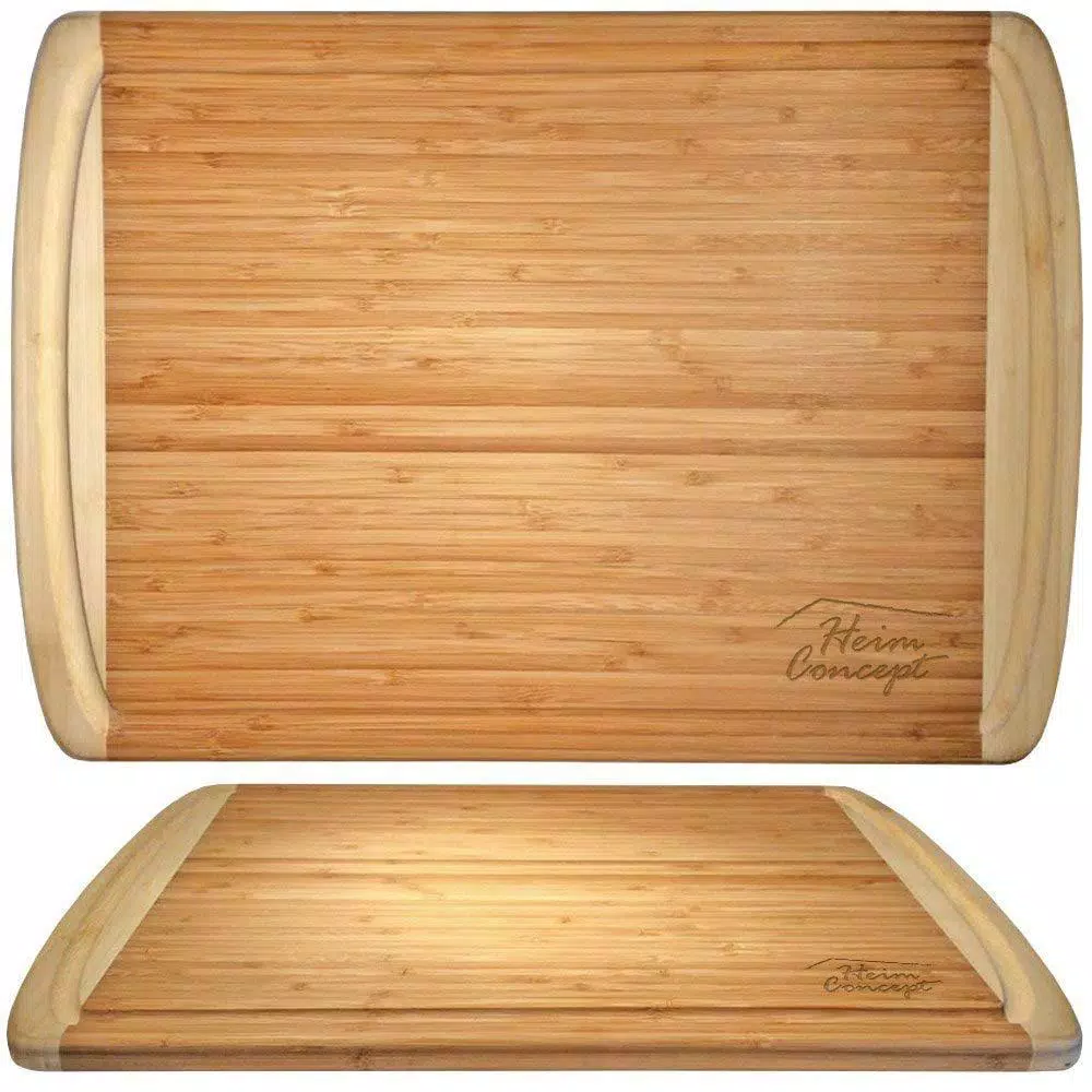 Heim Concept 18 x 12 in. Organic Bamboo Cutting Board and Serving Tray with Drip Groove