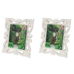 LITTON LANE 8x10 Hand-Carved Mango Wood Picture Frame - Antique Whitewash Rectangular Tabletop Frame thumbnail 4
