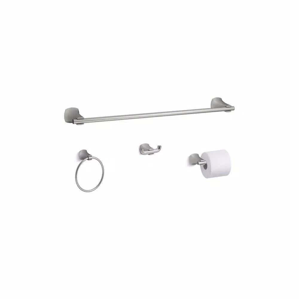 KOHLER Rubicon 4-Piece Bathroom Hardware Set, Vibrant Brushed Nickel