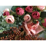 Glitzhome 26 in. Artificial Green Wreath with Roses, Eucalyptus, and Lambs Ear thumbnail 3