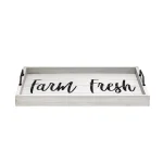 Elegant Designs Farm Fresh Gray Wash Decorative Wood Serving Tray with Black Metal Handles thumbnail 3