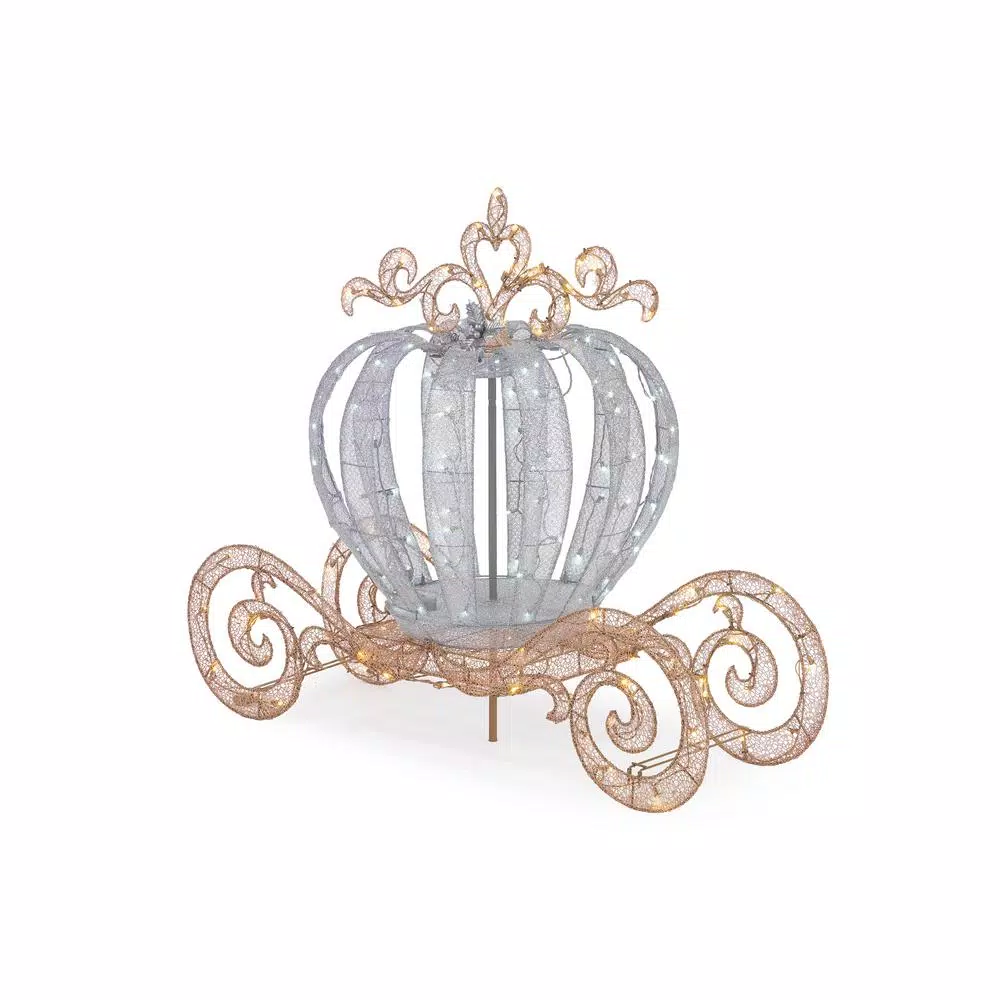 Home Accents Holiday 4 ft. LED Twinkling Carriage Yard Decoration - Silver Holiday Display