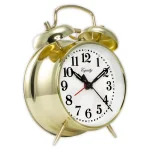 Equity by La Crosse Analog 4.5 in. Gold Metal Twin Bell Keywind Alarm Clock thumbnail 3