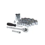 Crescent 45-Piece 1/4 in. and 3/8 in. Drive 6 and 12 Point SAE/Metric Socket Wrench Set thumbnail 1