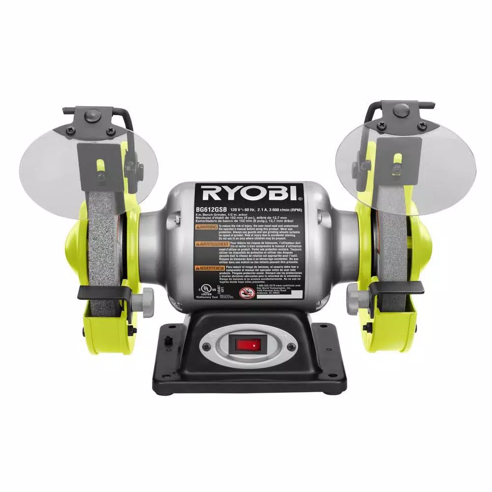 RYOBI 6 in. Bench Grinder with LED Lights, 2.1 Amp