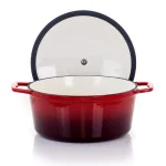 MegaChef 4 Qt. Round Enameled Cast Iron Casserole Dish with Lid, Red thumbnail 2