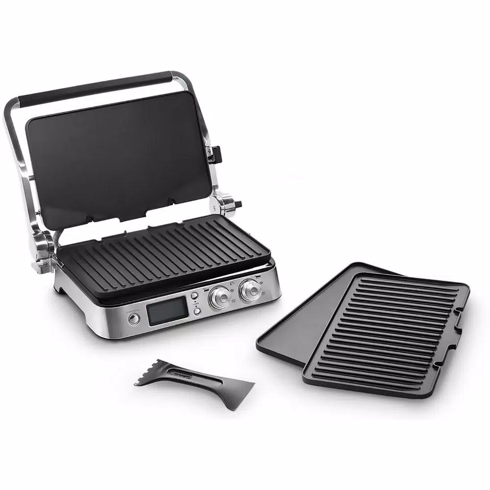 DeLonghi De'Longhi Livenza All-Day Indoor Grill with FlexPress System, Stainless Steel, 130 sq. in.