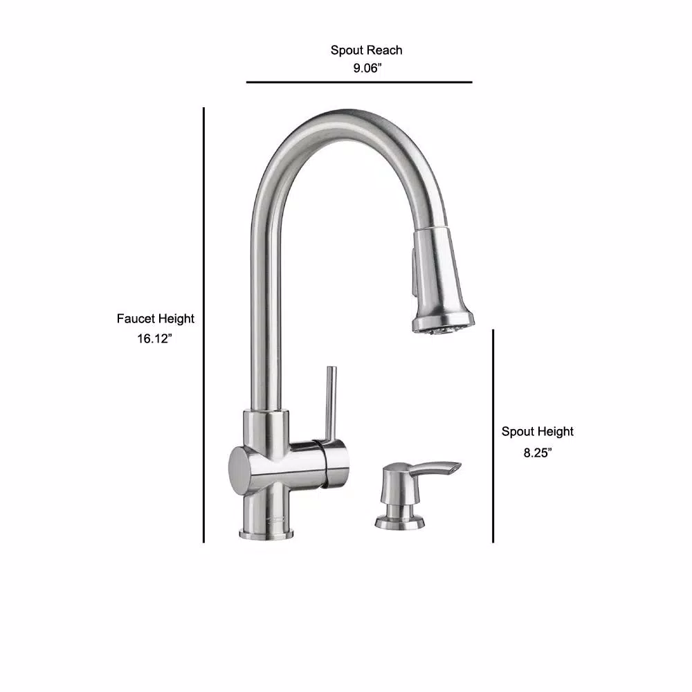 American Standard Montvale Single-Handle Pull-Down Kitchen Faucet with Soap Dispenser, Stainless Steel