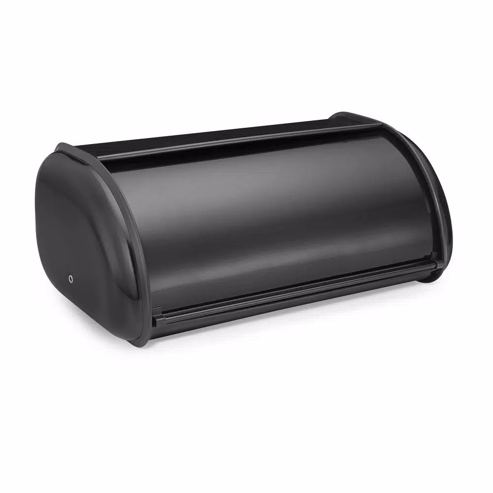 Polder Deluxe Black Steel Bread Bin - Modern Countertop Bread Box